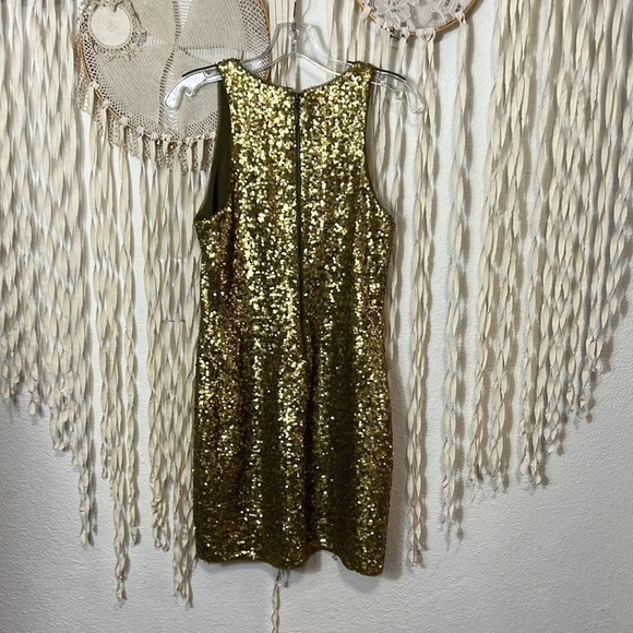 Alice + Olivia Chartreuse Green/Gold Sequin Dress Size Small - Picture 5 of 10